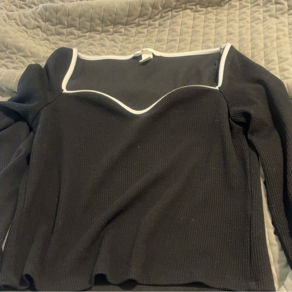 H&M Black Top with White Trim
